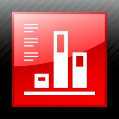 Bar Graph icon on a square button N36