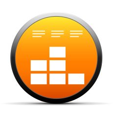Bar Graph icon on a round button N72