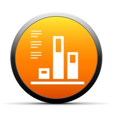 Bar Graph icon on a round button N73