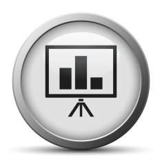 Presentation icon on a silver button