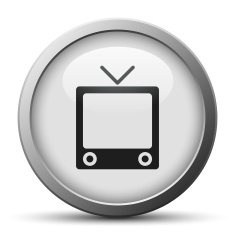 Television Set icon on a silver button N2