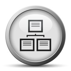 Flowchart icon on a silver button N10