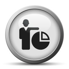 Businessman icon on a silver button N8