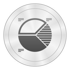 Pie Chart icon on a round button N25