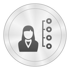 Businesswoman icon on a round button N8
