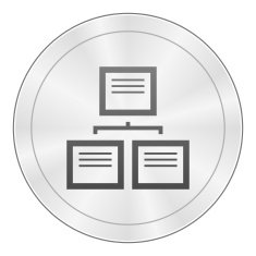 Flowchart icon on a round button N82
