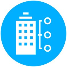 Office Building icon on a round button N23
