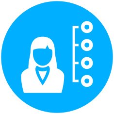 Businesswoman icon on a round button N9