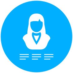 Businesswoman icon on a round button N10