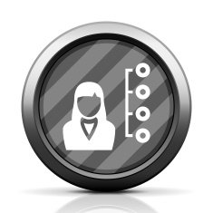 Businesswoman icon on a round button N11