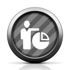 Businessman icon on a round button N65