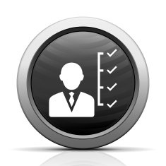 Businessman icon on a round button N66