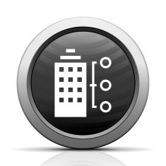 Office Building icon on a round button N25