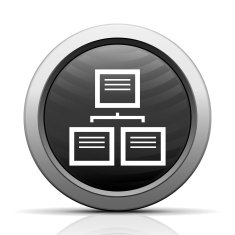 Flowchart icon on a round button N91
