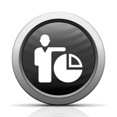 Businessman icon on a round button N68