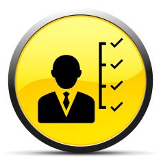 Businessman icon on a round button N69