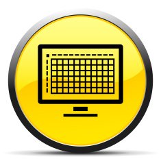 Computer Monitor icon on a round button N29