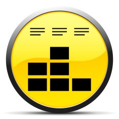 Bar Graph icon on a round button N82