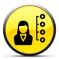 Businesswoman icon on a round button N15