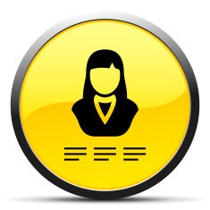 Businesswoman icon on a round button N16