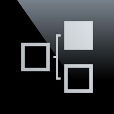 Flowchart icon on a black background N21