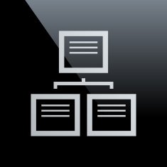 Flowchart icon on a black background N23