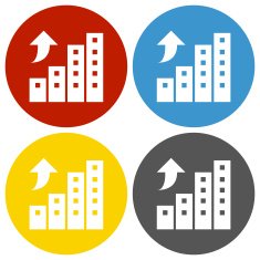 Apartment Buildings icon on circle buttons