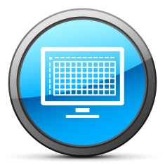 Computer Monitor icon on a round button N30