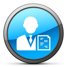 Businessman icon on a round button N72