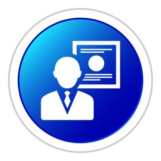 Businessman icon on a round button N74