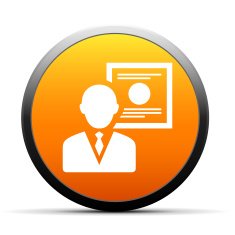 Businessman icon on a round button N76