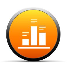 Bar Graph icon on a round button N87