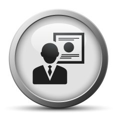 Businessman icon on a silver button N9