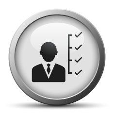 Businessman icon on a silver button N10
