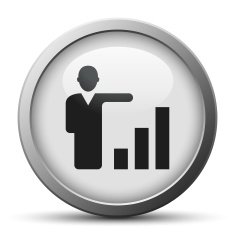Businessman icon on a silver button N11