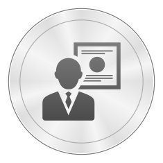Businessman icon on a round button N79