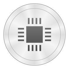 Computer Chip icon on a round button N3