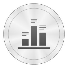 Bar Graph icon on a round button N89
