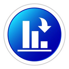 Bar Graph icon on a round button N90