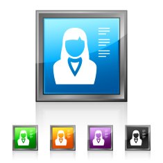 Businesswoman icon on square buttons N8