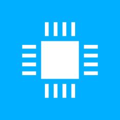 Computer Chip icon on a blue background