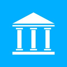 Bank icon on a blue background N7