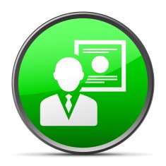 Businessman icon on a round button N85