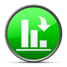 Bar Graph icon on a round button N92
