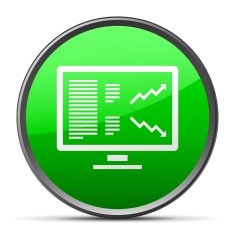 Computer Monitor icon on a round button N35