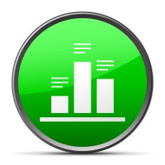 Bar Graph icon on a round button N93