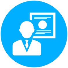 Businessman icon on a round button N89