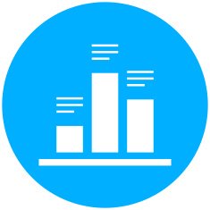 Bar Graph icon on a round button N95