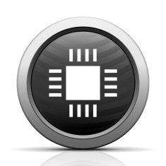 Computer Chip icon on a round button N7