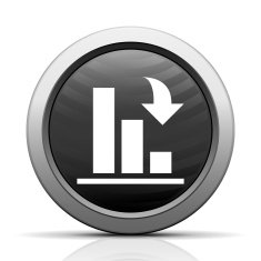 Bar Graph icon on a round button N98